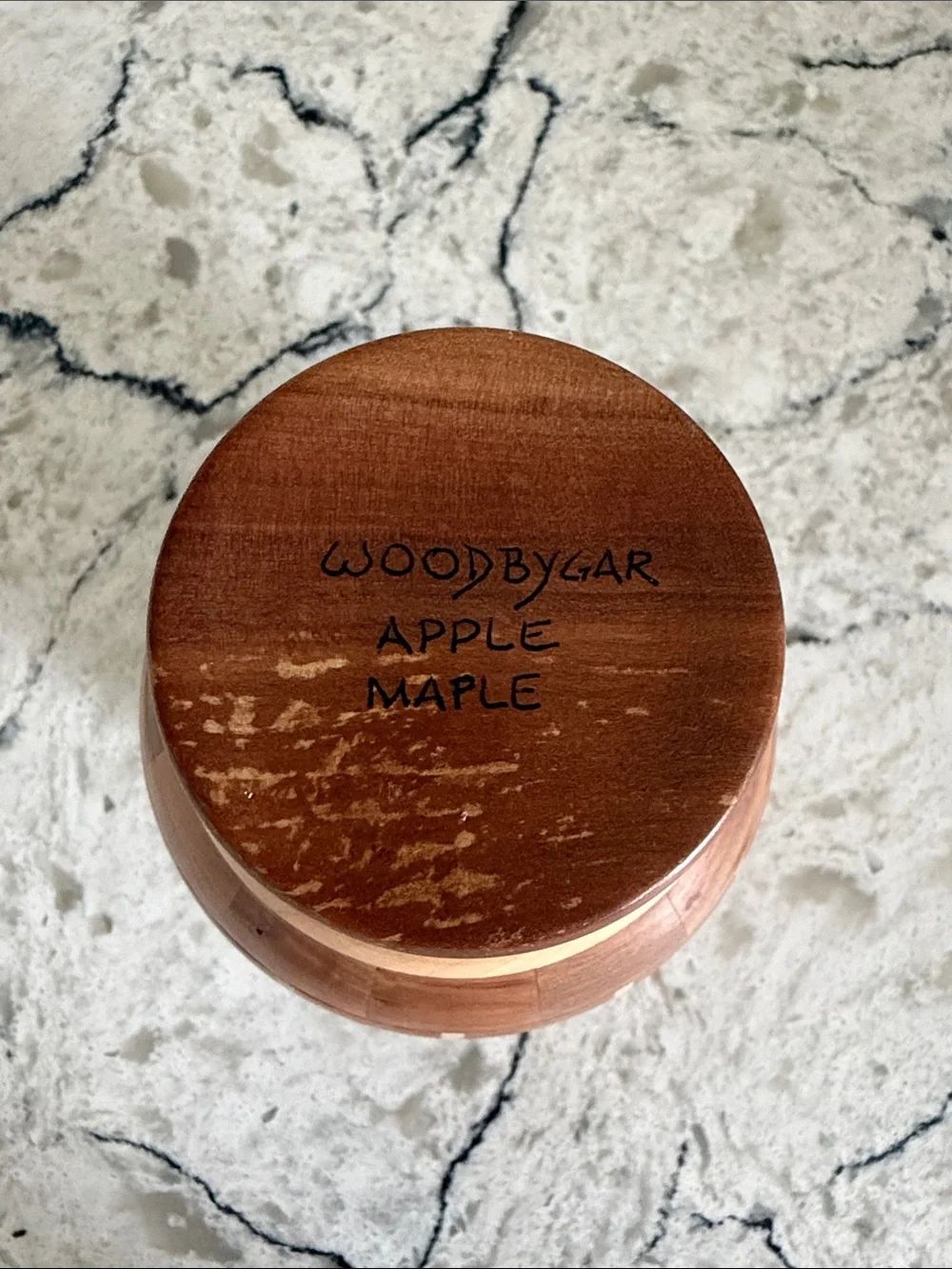 Beautifully Hand-turned Wood Vase with Faux Plant
